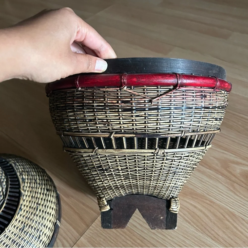 Traditional Vintage Asian Hand Woven Fishing Basket